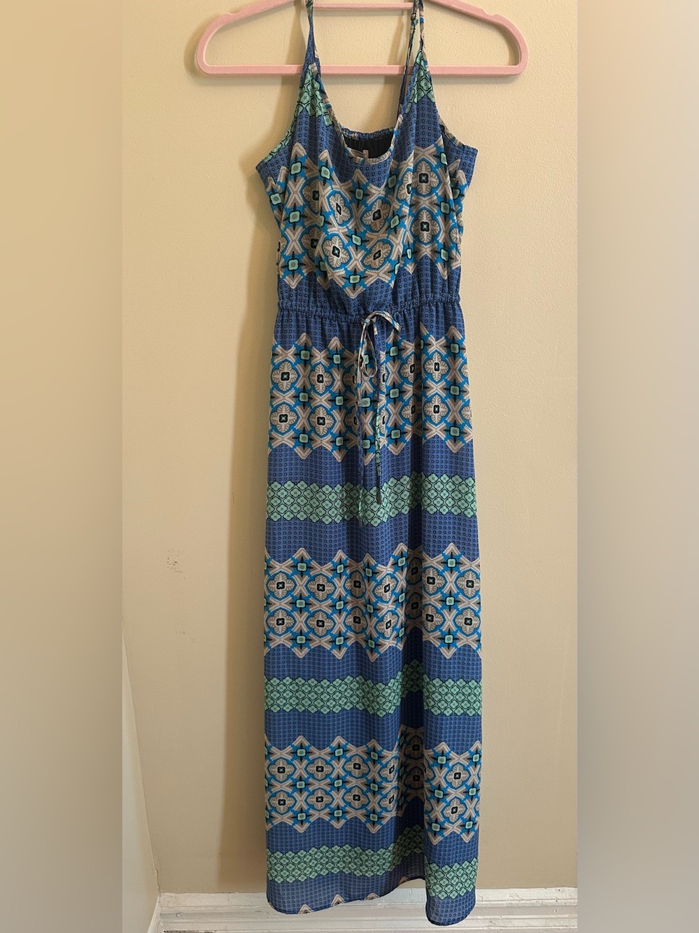 Banana Republic Blue Geometric Print Maxi Dress Size 6